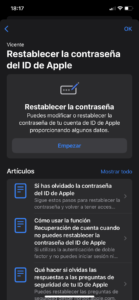 Cambio contraseña App Soporte de Apple